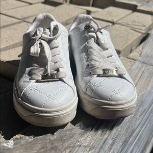Nine West White Quilted Logo Lace-Up Sneakers